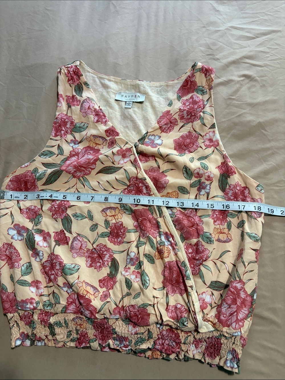 Hayden Beige-Pink Floral Surplice Camisole - Picture 6 of 8